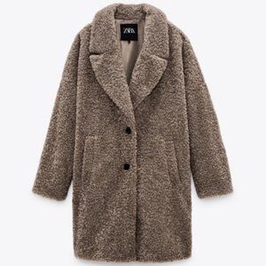 NWOT Zara Textured Teddy Oversized Coat